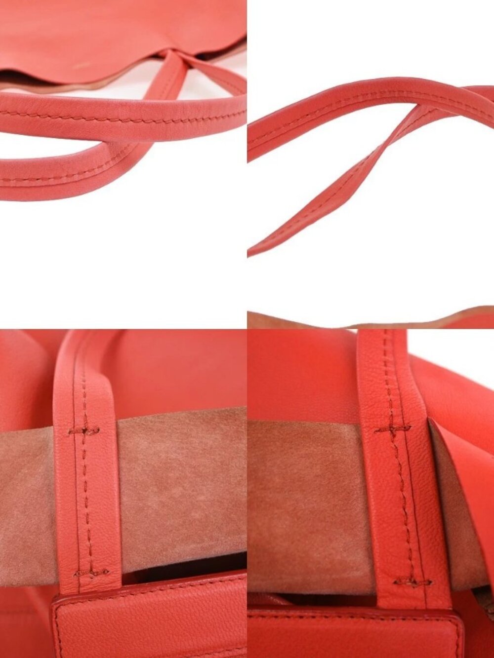 CELINE Logo Horizontal Cabas Tote Shoulder Hand Bag Leather Orange Italy 35ZA290 - Picture 8 of 14